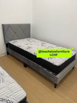 Twin size bed frame with mattress