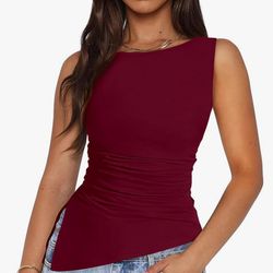 Camisetas sin mangas fruncidas para mujer, para verano, sin mangas, ajustadas, blusas para salir, ropa de moda
