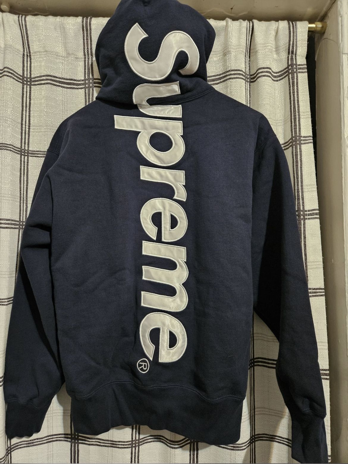 Supreme Satin Hoodie Navy Blue