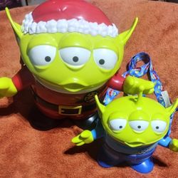 2 Disneyland Toy  Story Aliens Popcorn And Sipping Cup Souvenir 