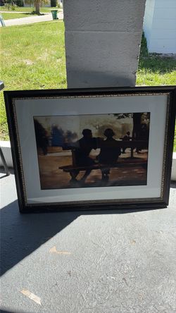 Framed Art Print Couple on Bench