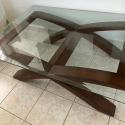 Mesa de centro en madera y cristal