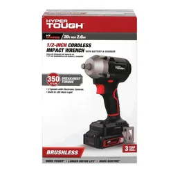 NEW HYPER TOUGH 20-VOLT MAX CORDLESS 1/2 INCH IMPACT WRENCH KIT WITH BATTERY & CHARGER (MISSING BELT CLIP)