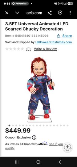 2025 Animated chucky doll 3.5 ft tall moves
