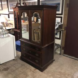 Ornate Wooden Wardrobe with Mirrors - $300