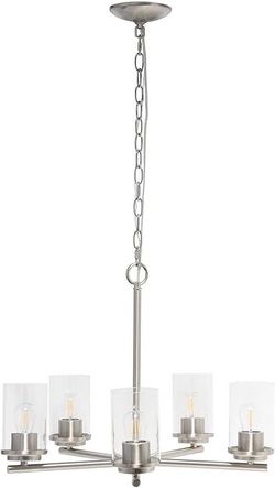 Glass and Metal Hanging Pendant Chandelier, Brushed Nickel-BRWH-B0BMB29YP9