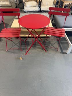 Grand Patio Premium Frame Patio Bistro Set, Folding Outdoor Patio Furniture Sets, 3 Piece Patio Set of Folding Patio Table and Chairs, Red