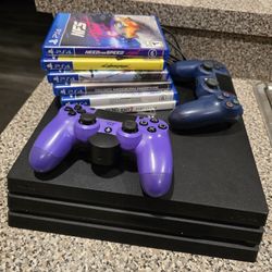 Sony PlayStation 4 Pro 1TB Console - Black (With Games And Controllers)