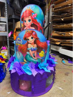 Ariel the little mermaid three tier pinata with balls