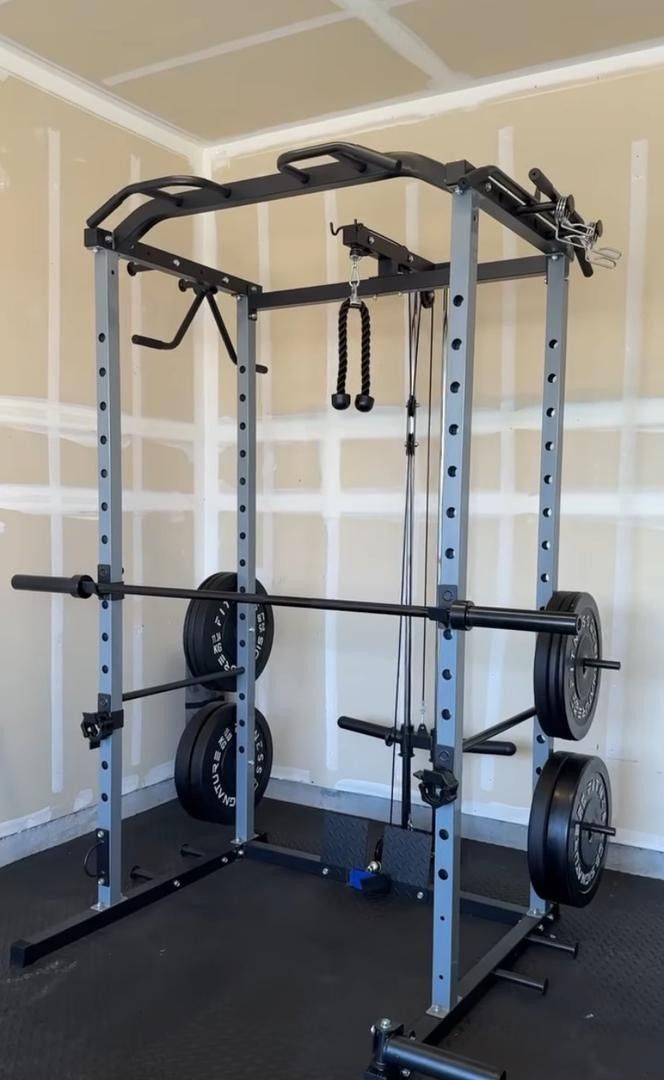 Steel-Power-Rack/Cable-Attachments-Barbell-Bumper-Plates