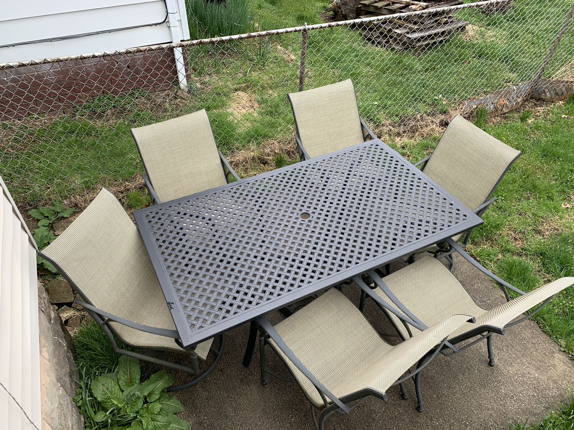 Patio furniture with umbrella