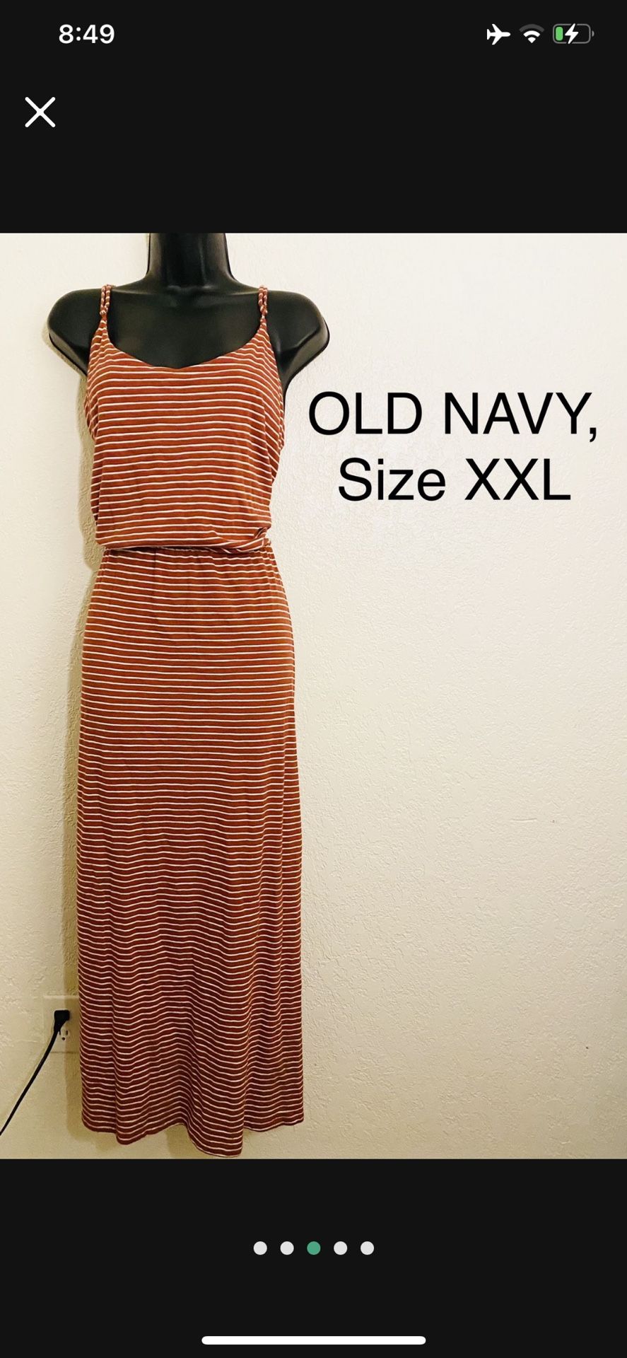 OLD NAVY, Brown & White Striped Maxi Dress, Size XXL