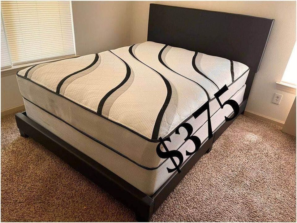 Brand New Queen Size Bed With Mattress + Box Spring With Free Home Delivery