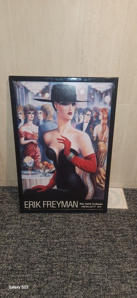 vintage art print titled "Dinner Party" by artist Erik Freyman. 25x37