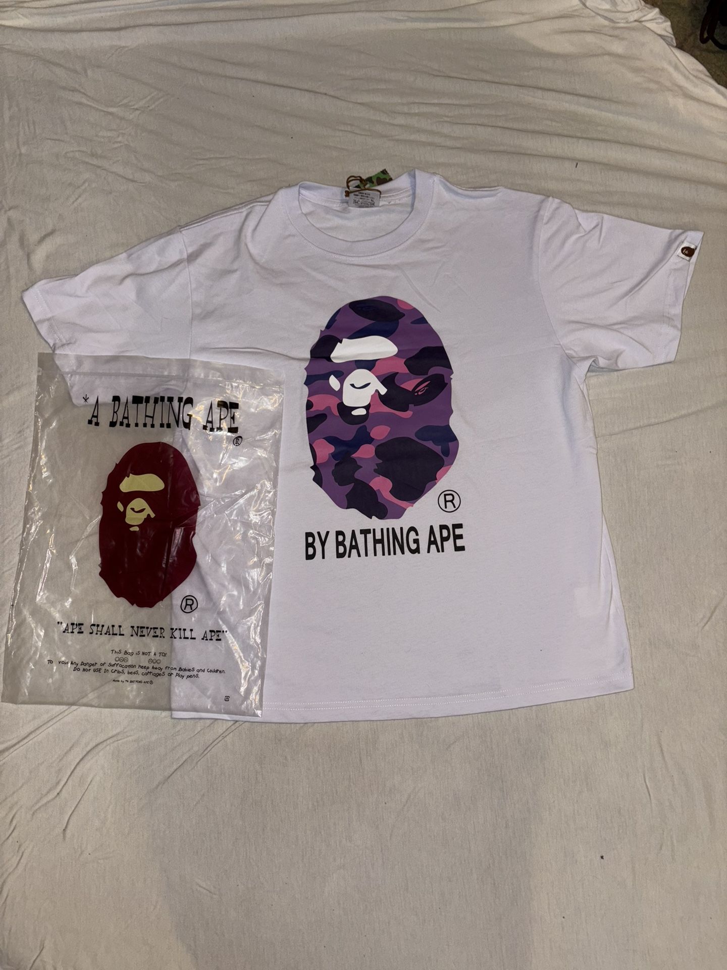 White And Purple Bape Tee Large