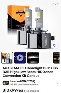 AUXBEAM D3 D3S D3R LED LIGHT BULBS BUILT-IN CANBUS ERROR FREE 90W HEADLIGHT KIT