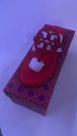 Red sparkly tory Burch sandals