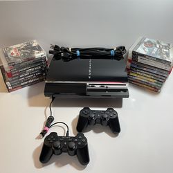 SONY PlayStation 3 PS3 Fat Console Bundle | Cords Dualshock Controller 5  Games
