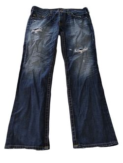 True Religion Men’s Jeans Sz 36 actual 40 Straight Leg Distressed Torn 112(contact info removed)7