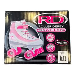 Roller Derby Girls' FireStar Roller Skates White/PINK youth Size 13