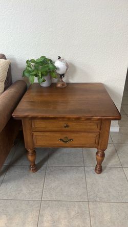 Wooden End Table with Two Drawers