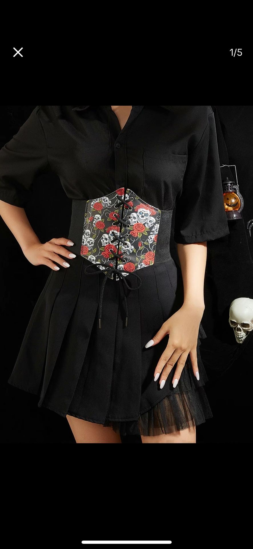 Punk Grunge Emo Alternative Goth Gothic Corset Skull Floral Belt Roses