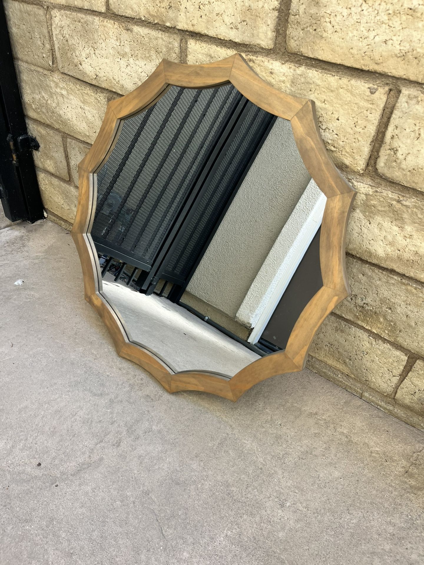 Custom mirror with wood frame