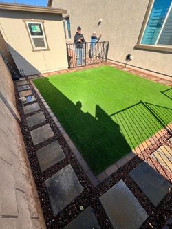 Pavers turf and Travertine
