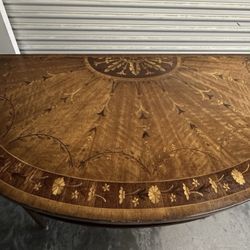 Satinwood Inlaid Demilune Pier Table