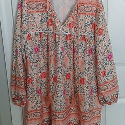 MISSLOOK Floral Lightweight Tunic Dress 