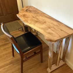 Live Edge Minimalist Solid Maple Desk - New