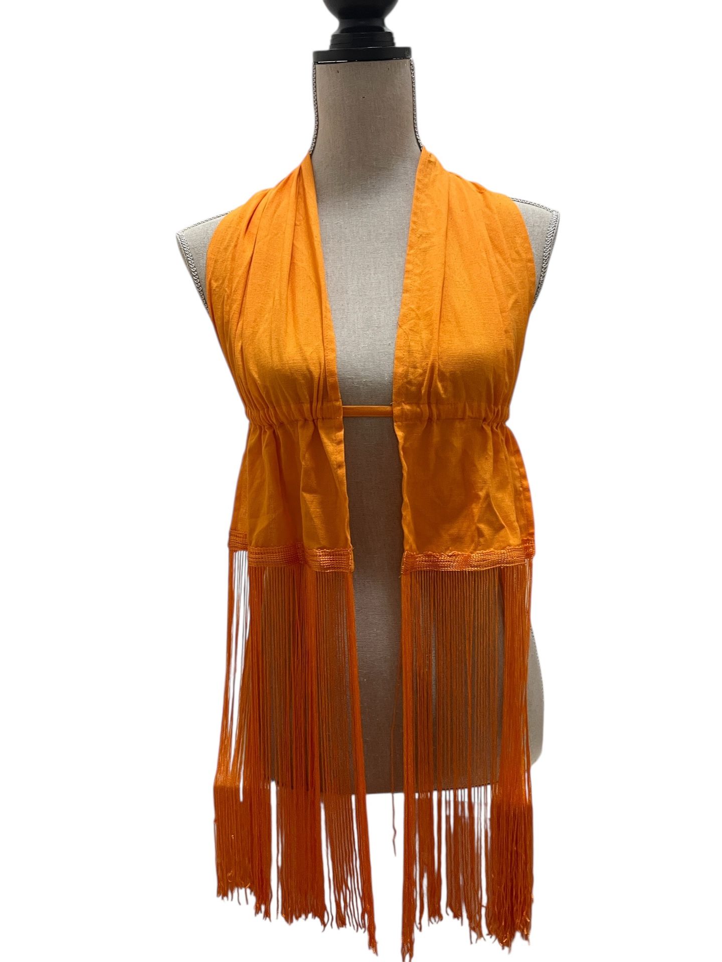 New Pretty Little Thing Orange Fringe Halter Top, Size Small 4