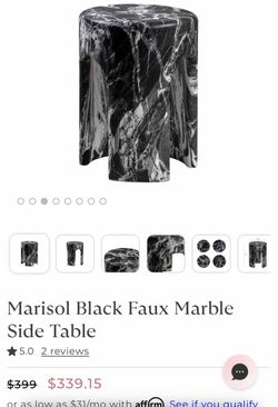Marisol Black Faux Marble Side Table