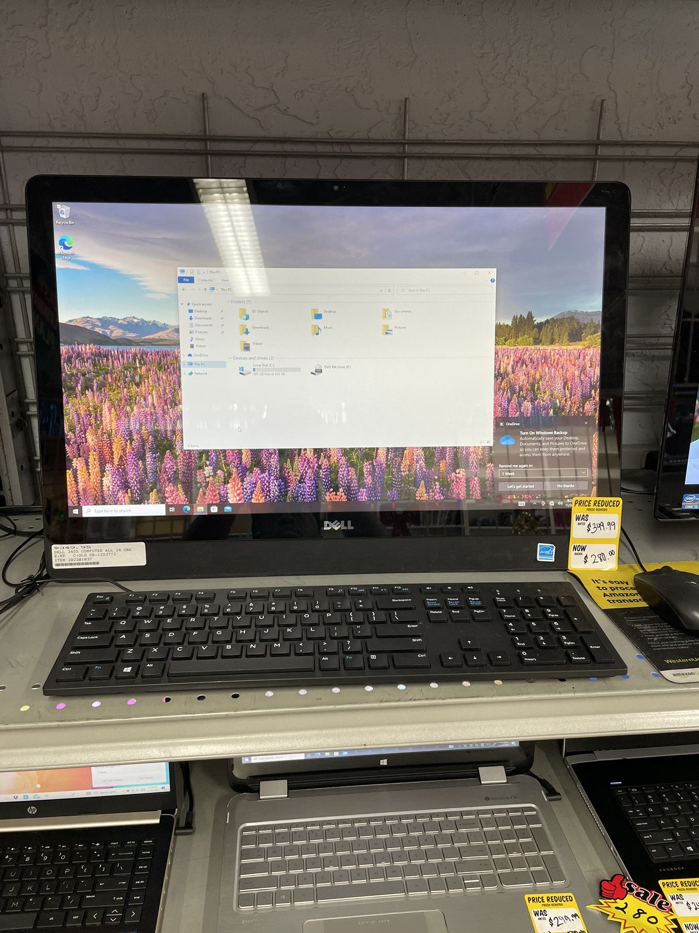 Dell All In One Desktop Computer Model: 3455 Touch Screen 8gb Memory 1TB HARD DRIVE