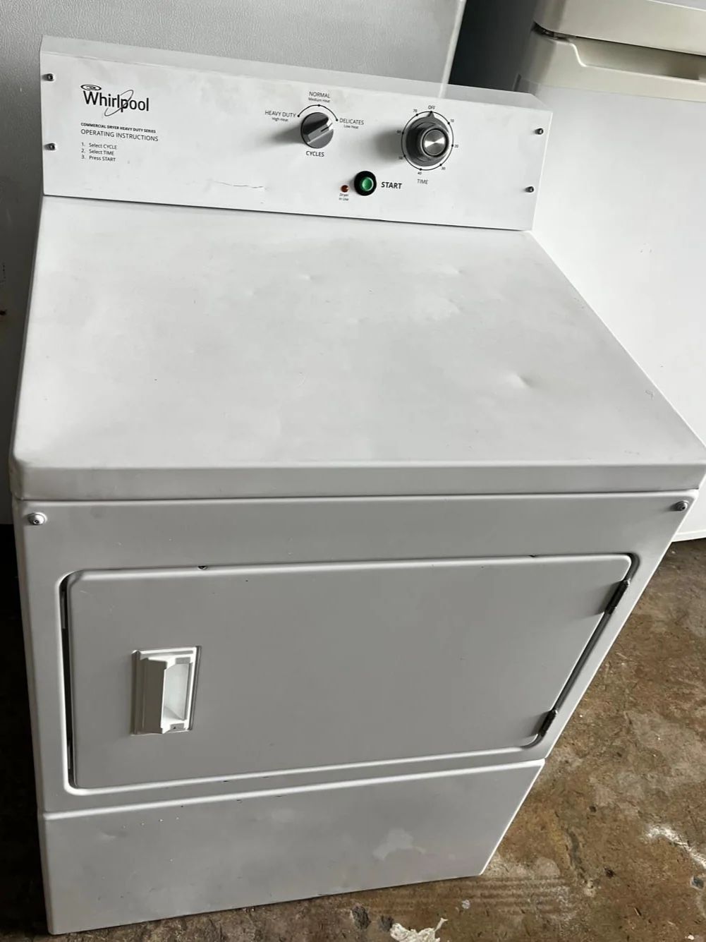 WHIRLPOOL 7.4 CU. FT. 240 VOLT WHITE COMMERCIAL ELECTRIC SUPER-CAPACITY DRYER