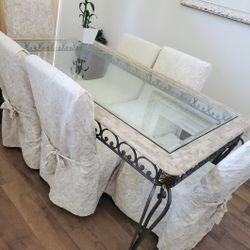Dining Room Table, Chairs And Matching Cabinet