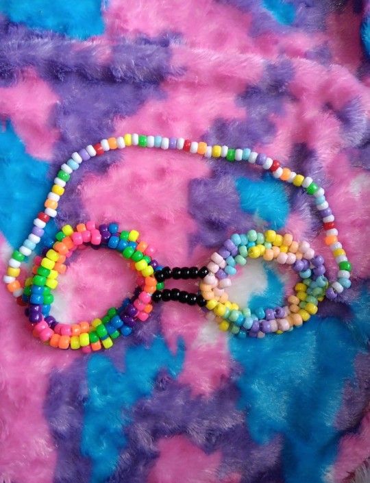 Rainbow Handmade Kandi Raver Goggles
