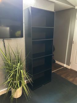 Black Tall 5 Shelf Bookcase