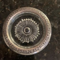 Vintage Sterling Silver Crystal Coasters Bead Cut