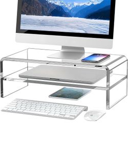 Clear Acrylic Monitor Stand Riser 2 Tier