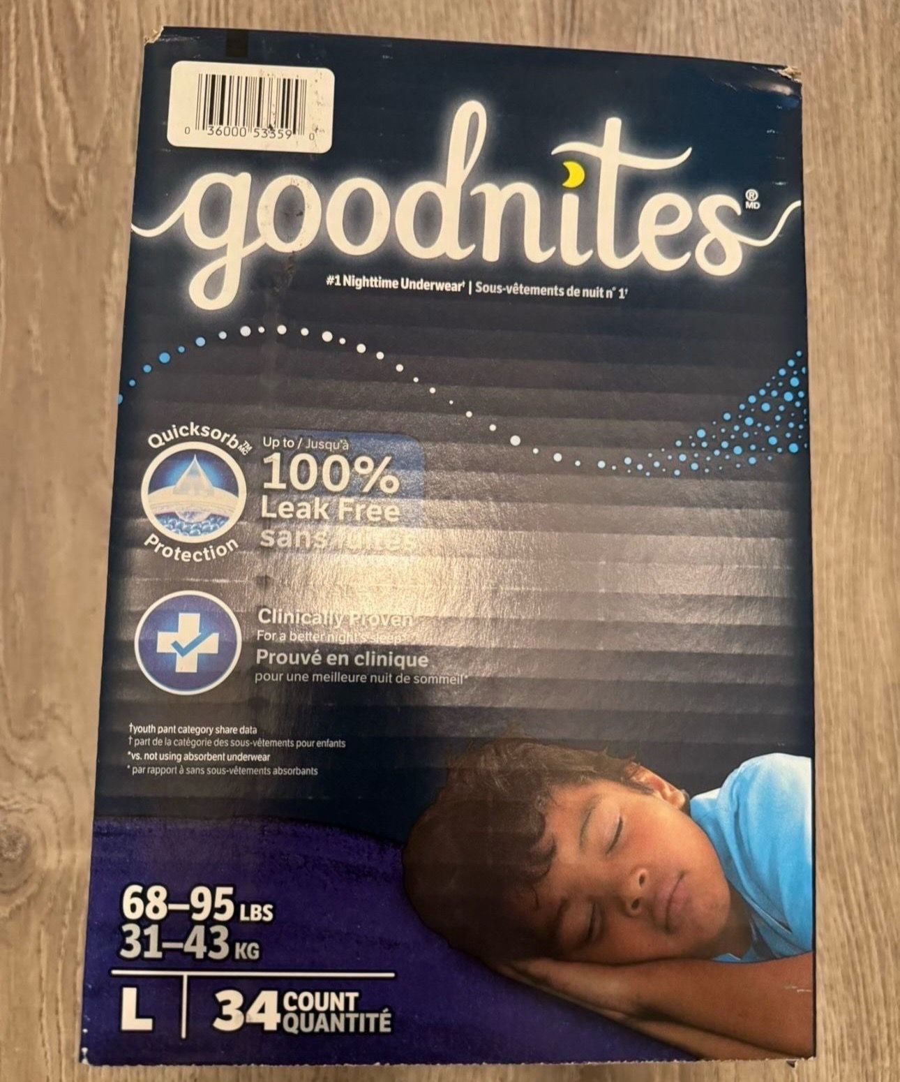 Goodnites size L 34 count