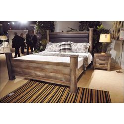 Post Rustic Style Six Piece Bedroom Suite