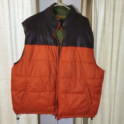 Men's Size 5XL Reversible Zipper Vest Puffer Pelle Pelle Red Green Quilted Hip Hop Baggy