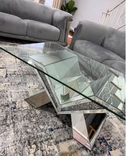 Mirrored Glass Top Coffee Table