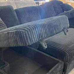 New Sectional With Chaise Storage.  Black.  60”x120”x60”.  Free Delivery!