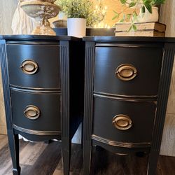 Classic Black Antique Matched Nightstands 