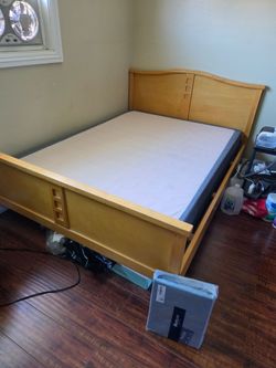 Wood Bed Frame (FULL) with box spring