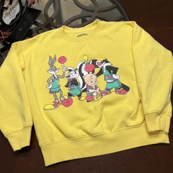 Unisex Looney Tunes Sweatshirt.  Yellow sweatshirt 