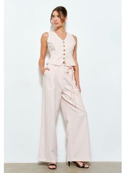 Blush Luxe Gold Button Peplum Vest and Pant set