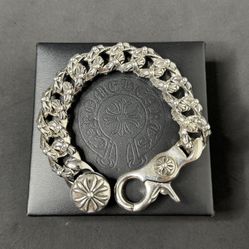 Chrome Hearts Style Silver Cuban Bracelet 